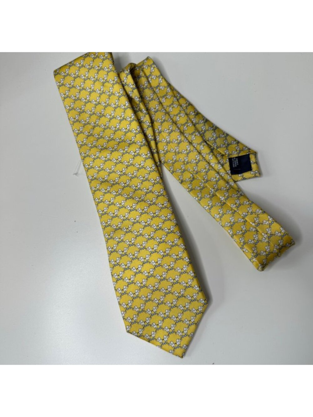 TAILORBYRD yellow elephant print 100% silk tie